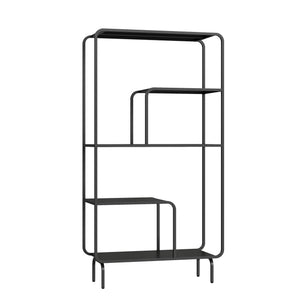Knihovna Færder ocel 145x76x33 cm černá [en.casa]