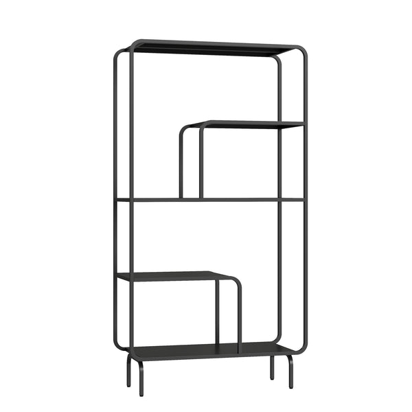 Knihovna Færder ocel 145x76x33 cm černá [en.casa]