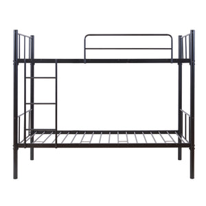 Patrová postel z kovu Berimma se 2 matracemi 90x200 cm černá [en.casa]