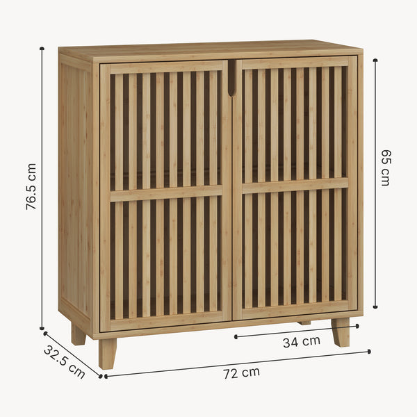 Přístavný skříň Sirgerg 77x72x33 cm bambus přírodní [en.casa]