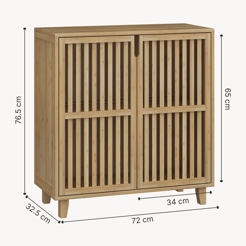 Maßskizze Přístavný skříň Sirgerg 77x72x33 cm bambus přírodní [en.casa]