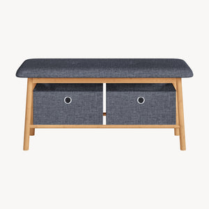 Lavice Vad se 2 úložnými boxy 90x30x45 cm Přírodní/Šedá [en.casa]
