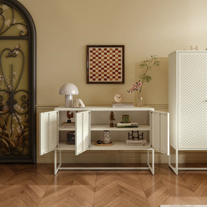 Sideboard Viitasaari 120x40x80 cm ocel Krémově bílá [en.casa]