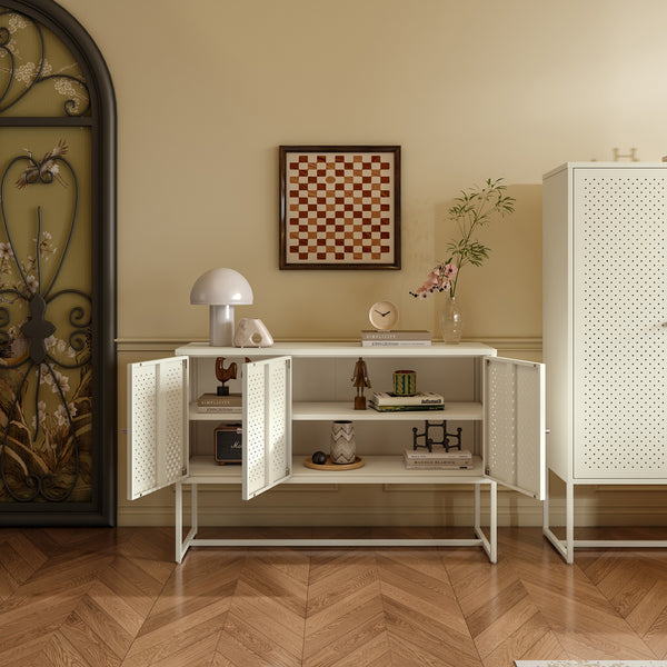 Sideboard Viitasaari 120x40x80 cm ocel Krémově bílá [en.casa]