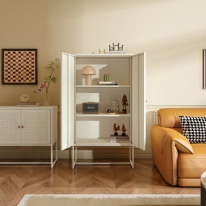 Highboard Viitasaari 150x80x40 cm ocel krémově bílá [en.casa]
