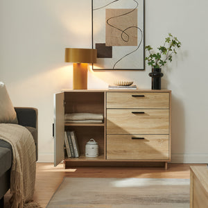 Komoda Kenta 100x35x72 cm Sonoma dubová optika/bílá [en.casa]
