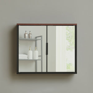 Zrcadlová skříňka Trond 50x60x15 cm Černá/optika ořech [en.casa]