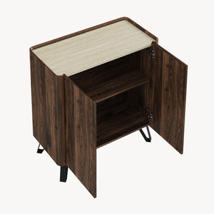 Komoda Trorlon 83x80x40 cm ořechový vzhled/travertin [en.casa]