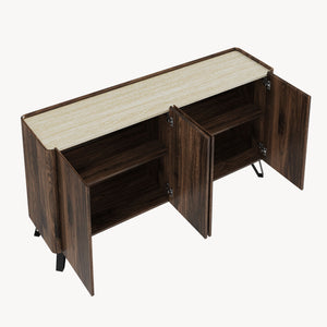 Sideboard Trorlon 160x40x83 cm ořechový dekor/travertin [en.casa]