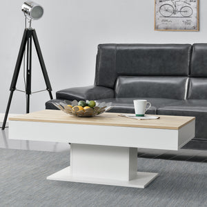 Konferenční stolek Lünen 40x110x60cm s 2 úložnými přihrádkami dubový dekor bílý en.casa