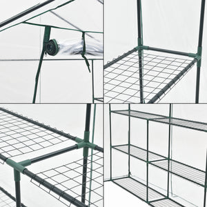 Skleník Grünau s policemi 200x200x220cm Transparentní [en.casa]