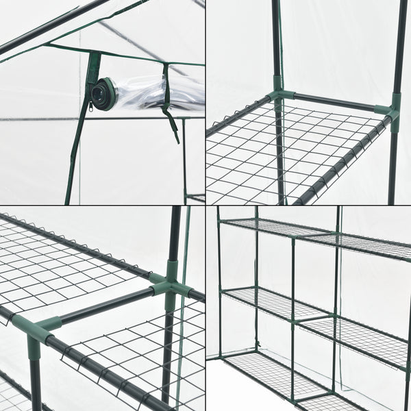 Skleník Grünau s policemi 200x200x220cm Transparentní [en.casa]