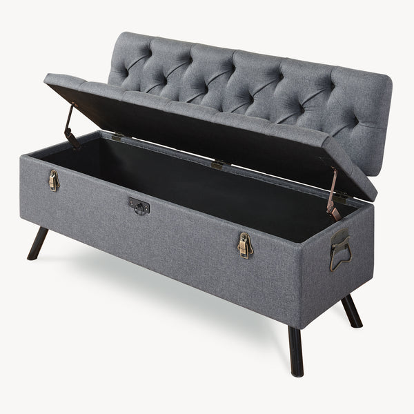 Sedací truhla Malmöhus 110x48x75cm Tmavě šedá [en.casa]