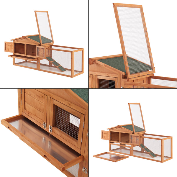 Klec pro králíky Oberursel 68x156x52cm ze smrkového dřeva [en.casa]