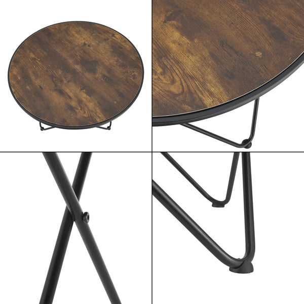 Konferenční stolek Goskamark 80x50 cm ocelový rám tmavý dřevěný odstín [en.casa]
