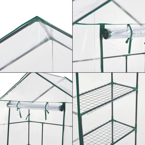 Skleník Hoorn s policemi 140x73x195cm Transparentní [en.casa]