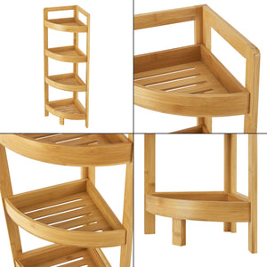 Bambus koupelnový regál Lestijärvi rohový regál se 4 policemi 80x23x23cm [en.casa]