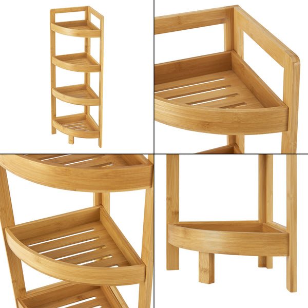 Bambus koupelnový regál Lestijärvi rohový regál se 4 policemi 80x23x23cm [en.casa]