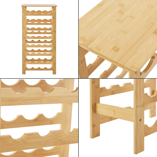 Regál na víno Äänekoski 94x47x29 cm bambus přírodní [en.casa]