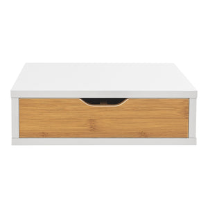 Box na šuplíky Vieremä 9x30x31cm Bílá/Bambusový vzhled [en.casa]
