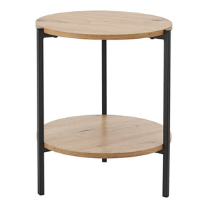 Přístavný stolek Kuopio 50xØ40cm Černý/dřevěný vzhled [en.casa]