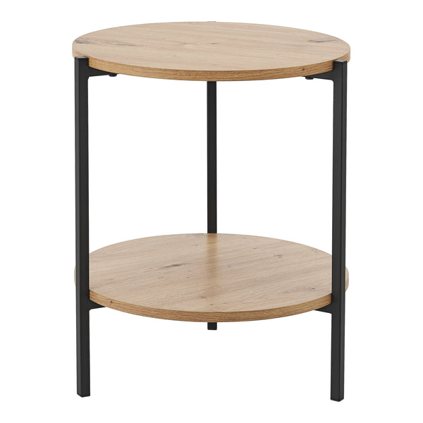 Přístavný stolek Kuopio 50xØ40cm Černý/dřevěný vzhled [en.casa]