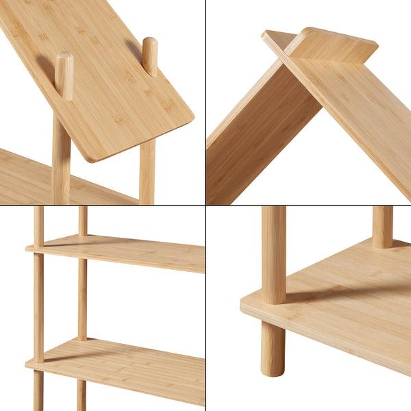 Dětský regál Hamarøy bambus v designu domu 137x90x30cm [en.casa]