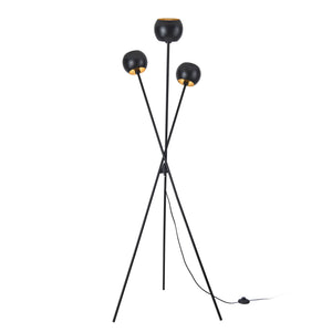 Stojací lampa Nykvarn 3-plamenná Černá / Zlatá barva [lux.pro]
