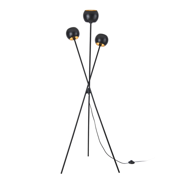 Stojací lampa Nykvarn 3-plamenná Černá / Zlatá barva [lux.pro]