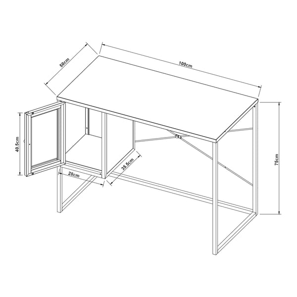 Psací stůl Sund ocel 75x100x50 cm šedý [en.casa]