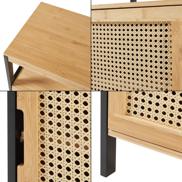Koupelnová skříňka Tervola 80x40x35cm Bambus Černá [en.casa]