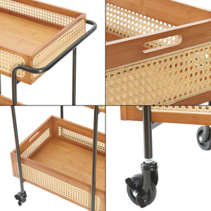 Servírovací vozík Tervola 81x61x39 cm imitace ratanu [en.casa]