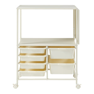 Pojízdný vozík Sørfold s boxy 100x37x85cm bílý [en.casa]