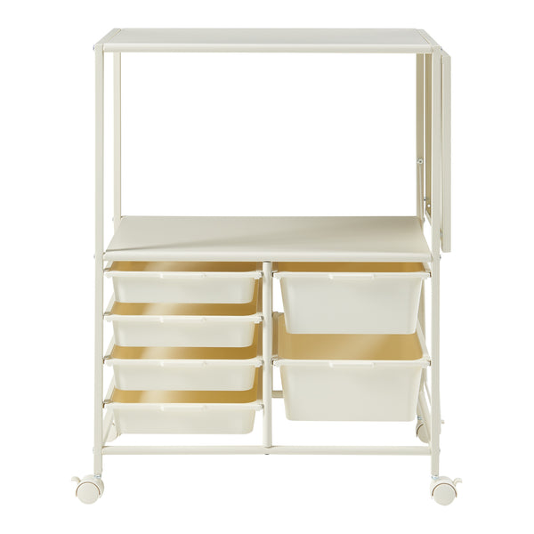 Pojízdný vozík Sørfold s boxy 100x37x85cm bílý [en.casa]