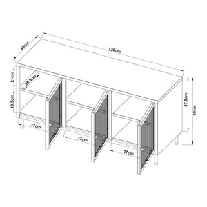 TV skříň Lindau ocel 120x40x59 cm krémově bílá [en.casa]