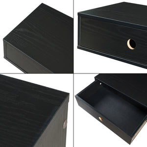 Nástěnná police Stor s šuplíkem 65x30x15 cm černá [en.casa]