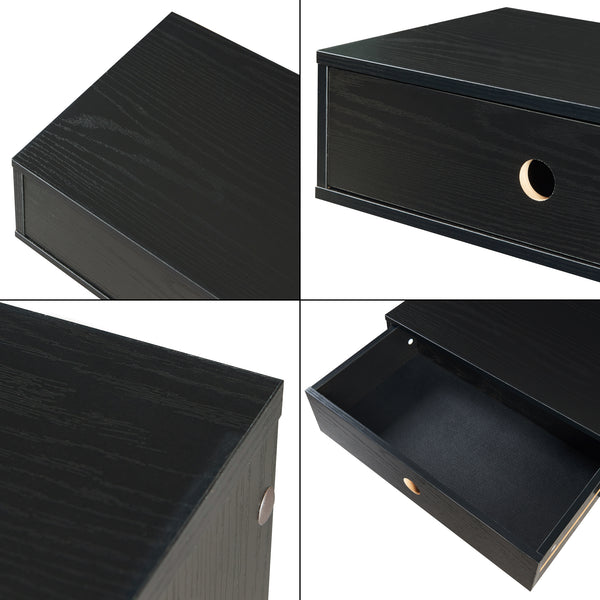 Nástěnná police Stor s šuplíkem 65x30x15 cm černá [en.casa]