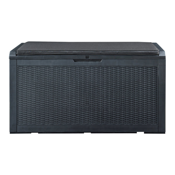 Úložný box Atella 122x54,5x65cm černý, vzhled ratanu [casa.pro]