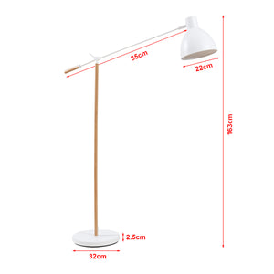 Stojací lampa Banchory kov 163 cm dřevěný vzhled/bílá [lux.pro]
