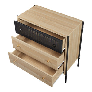Komoda Tysnes s 3 zásuvkami 80x80x40 cm Dub/Černá [en.casa]