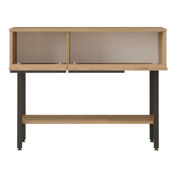 Konzolový stolek Kvænangen 100x30x76 cm dub/optika ratanu [en.casa]
