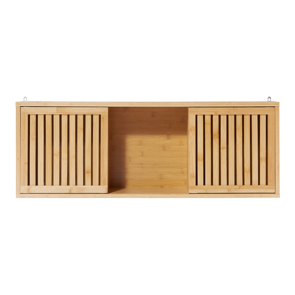 Nástěnná police Ypäjä 93x20x33 cm bambus [en.casa]