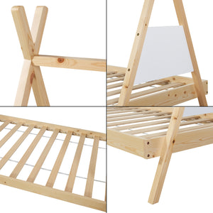 Tipi-postel Siikajoki s matrací 90x200 cm borovicové dřevo přírodní [en.casa]