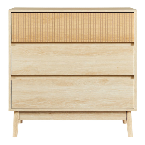 Komoda Landskrona 80x80x40 cm s 3 zásuvkami dubový vzhled [en.casa]