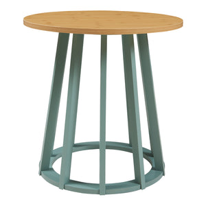 Přístavný stolek Lensuu 48xØ48 cm Pastelově zelený/dub [en.casa]