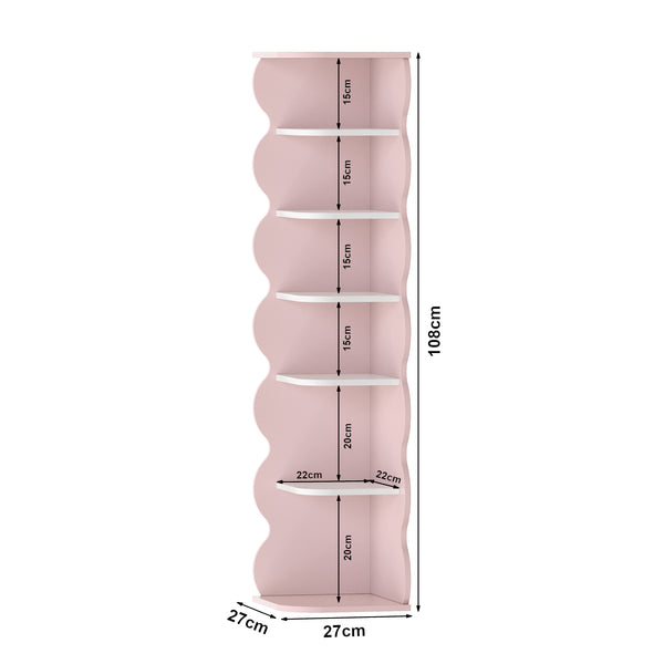 Dětský rohový regál Vestnes 108x27x27 cm Cotton Candy/Bílá [en.casa]