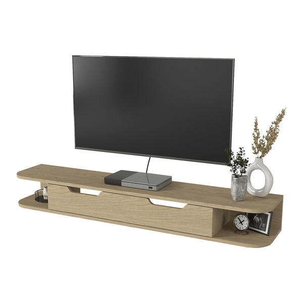 TV závěsná skříňka Karjali 150x30x19 cm dubový dekor [en.casa]