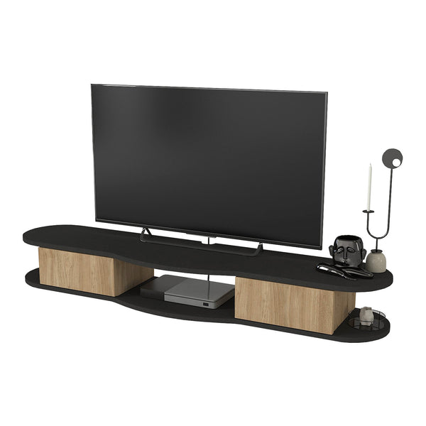 TV závěsný lowboard Nyskiri 150x35x19 cm antracit/dubový dekor [en.casa]
