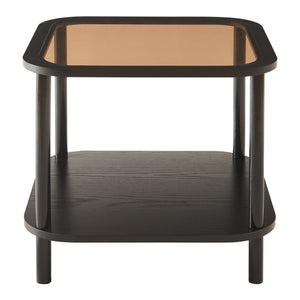 Odkládací stolek Latama s skleněnou deskou 51x51x45 cm Černá/bronze sklo [en.casa]
