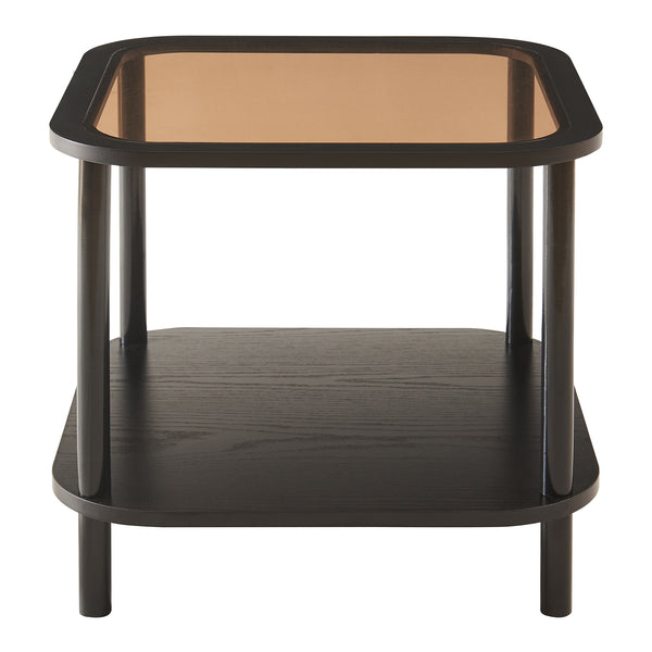 Odkládací stolek Latama s skleněnou deskou 51x51x45 cm Černá/bronze sklo [en.casa]